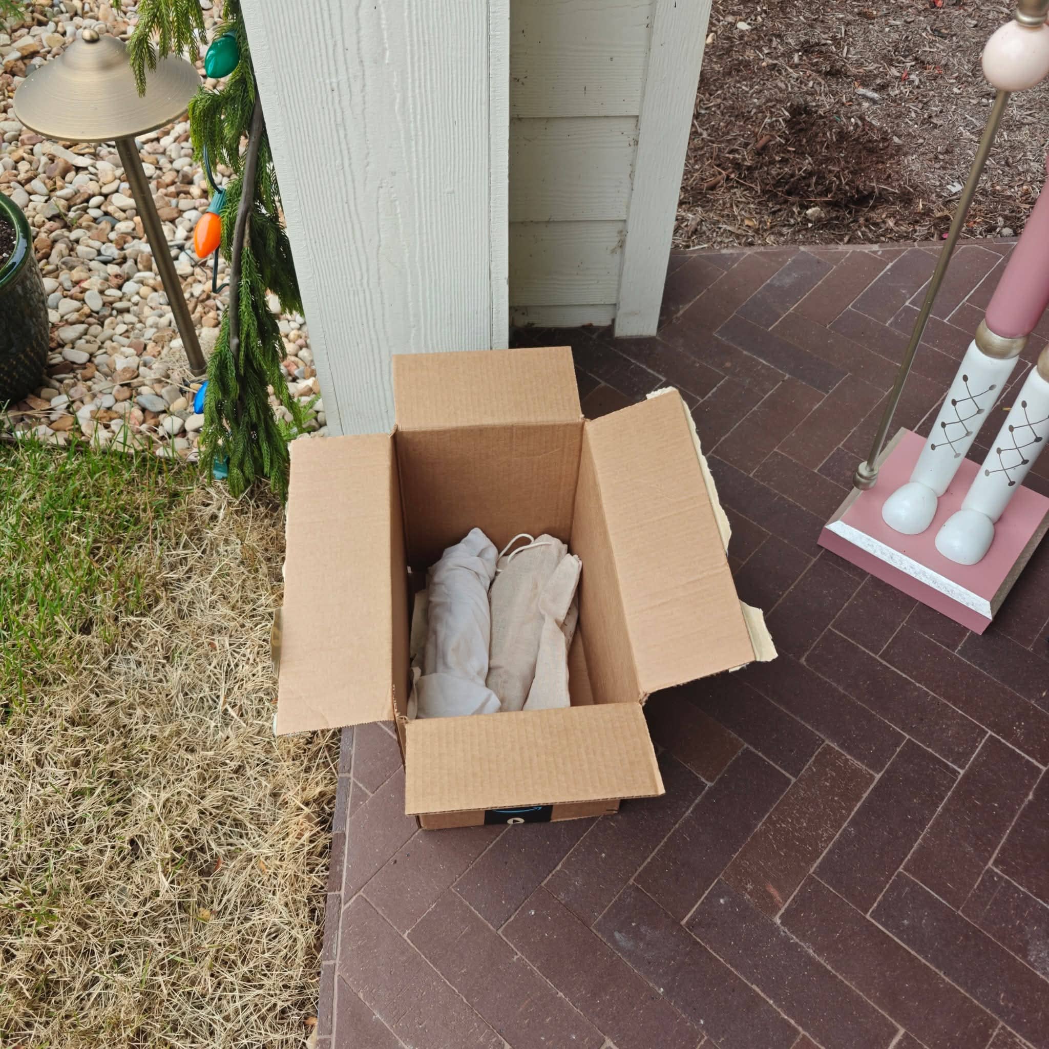 Knives left on a customer's porch for pickup