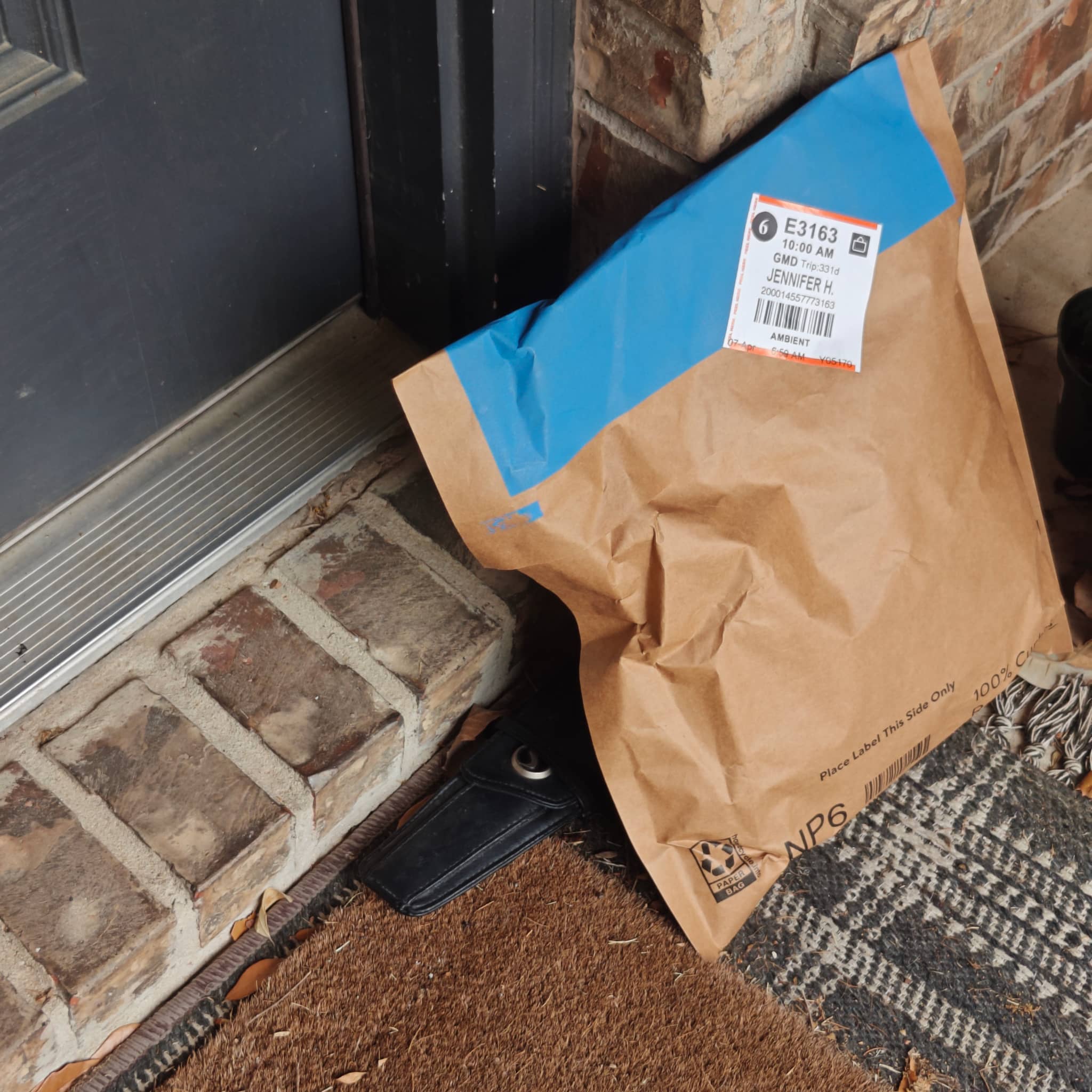 Porch pickup visit — knives collected for sharpening